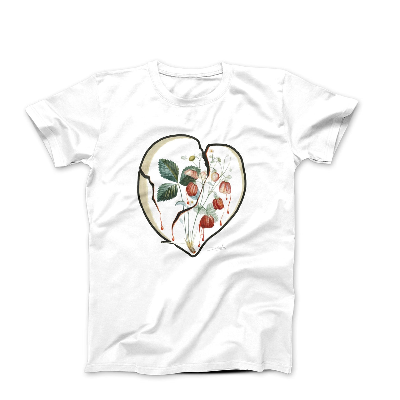 Salvador Dali Strawberries Heart (1969) Artwork T-shirt - Clothing - Harvey Ltd