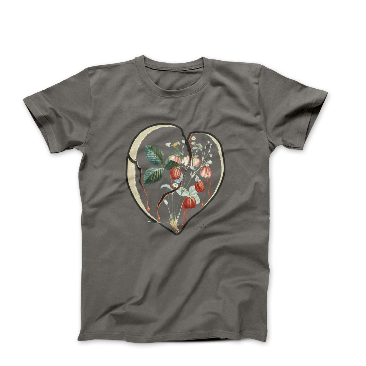 Salvador Dali Strawberries Heart (1969) Artwork T-shirt - Clothing - Harvey Ltd