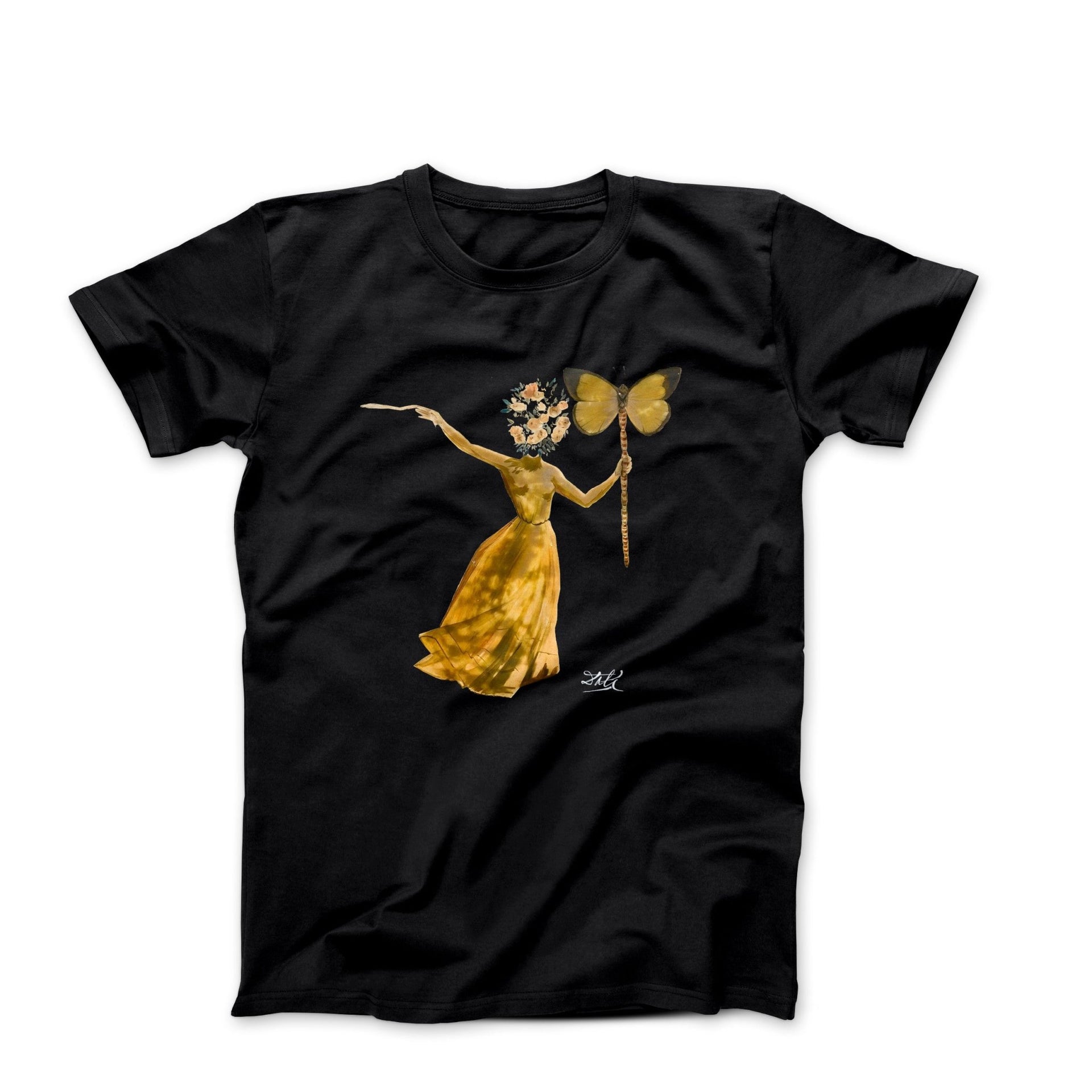 Salvador Dali Woman With A Butterfly (1976) Artwork T-shirt - Clothing - Harvey Ltd