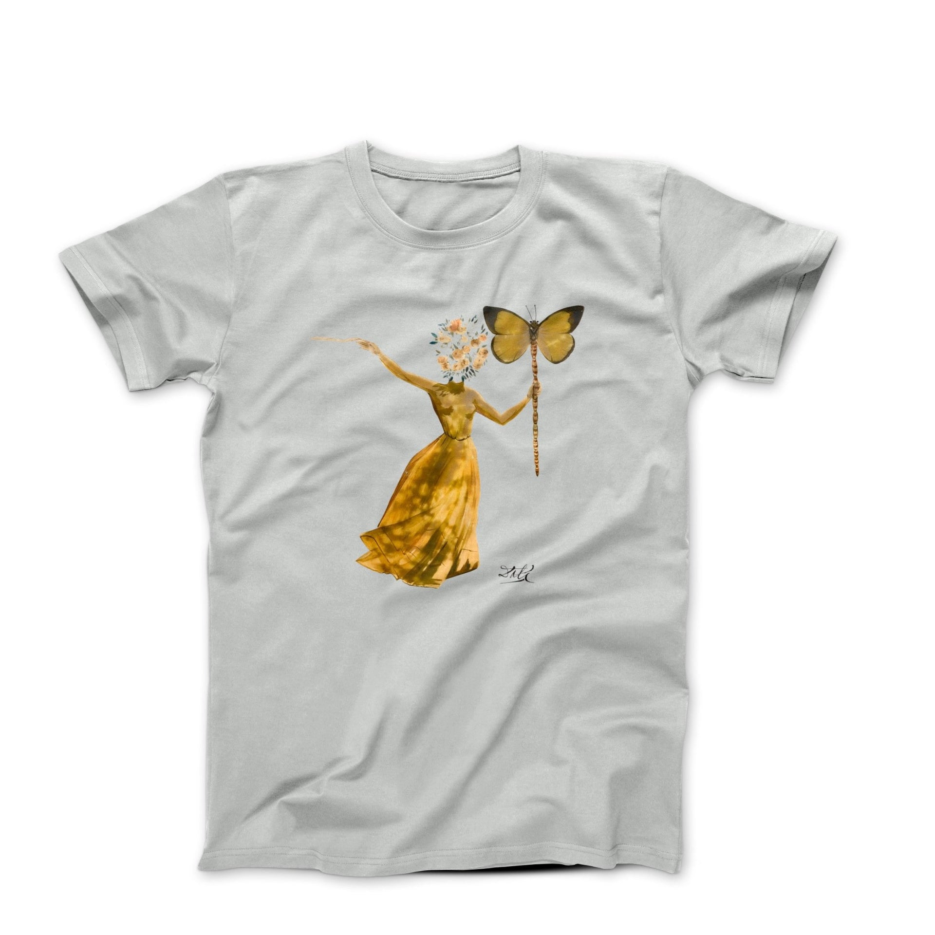 Salvador Dali Woman With A Butterfly (1976) Artwork T-shirt - Clothing - Harvey Ltd