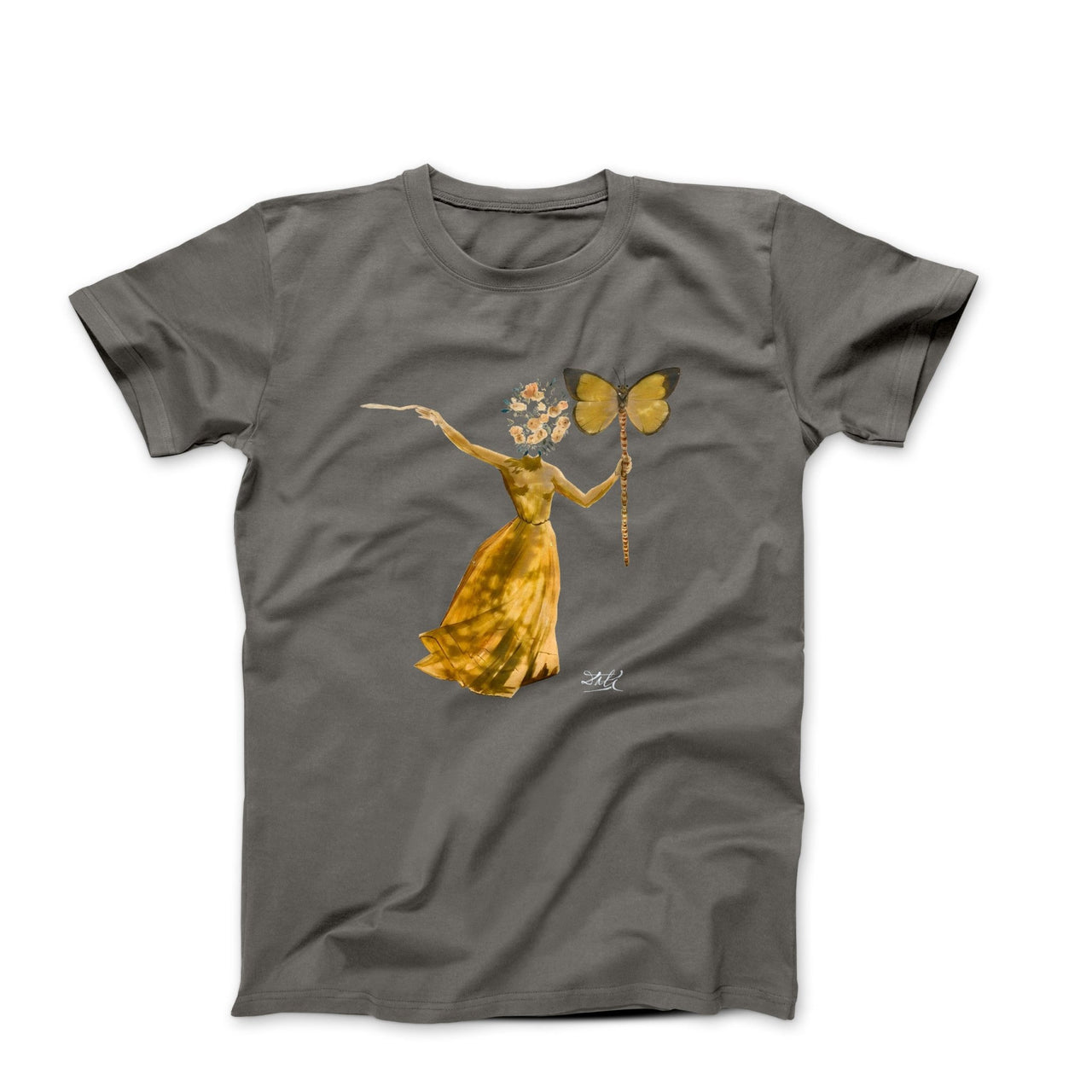 Salvador Dali Woman With A Butterfly (1976) Artwork T-shirt - Clothing - Harvey Ltd