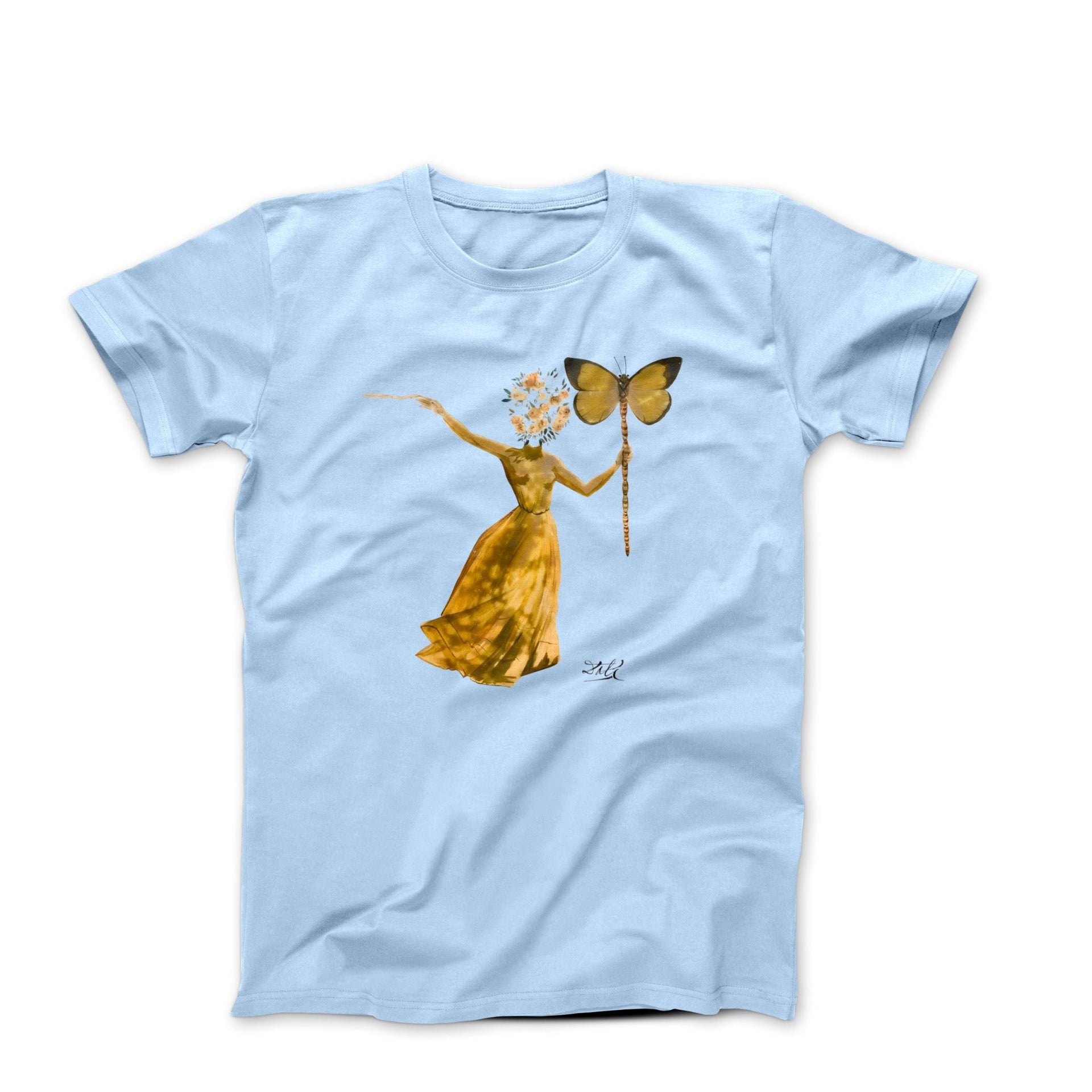 Salvador Dali Woman With A Butterfly (1976) Artwork T-shirt - Clothing - Harvey Ltd